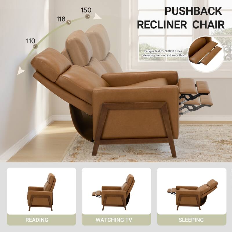 Push Back Comfy Modern Upholstered Wingback Recliner Chair