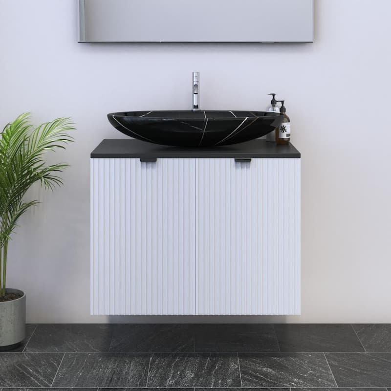 Nicole 2D 80 Floating Bathroom Vanity (32" Width) - 29" Vessel Black - Black
