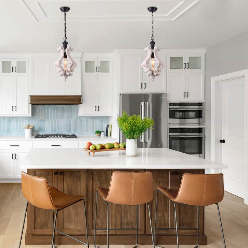 Bella Depot 1-Light Rustic Wood Chandelier Farmhouse Distressed Wood Pendant Light