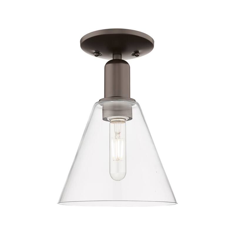 Innovations Lighting 716-1C-12-8 Berkshire Glass Semi-Flush Berkshire - Oil Rubbed Bronze / Clear