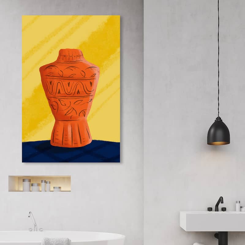 Wynwood Studio Canvas Floral and Botanical Dusk Ornate Vase Orange and Traditional Wall Art Canvas Print - 45 x 30