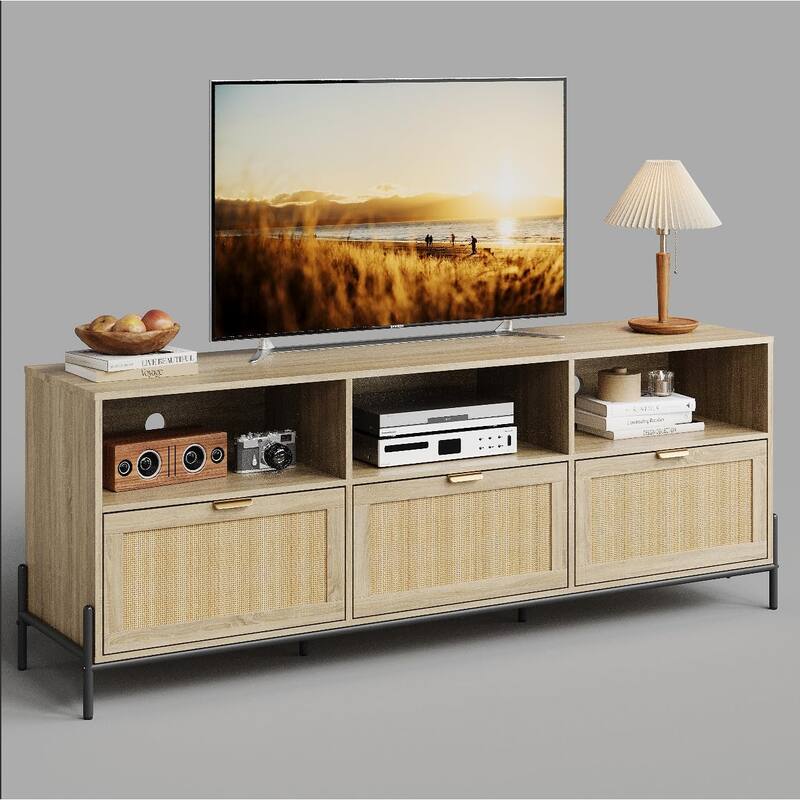TV Stand for 65 Inch TV, Entainment Center with Open Shelf, Media Console with 3 Drawers - 65 inches - Brown