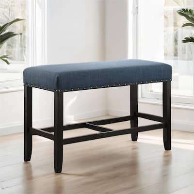 Fabric Counter Height Dining Bench with Nailhead Trim
