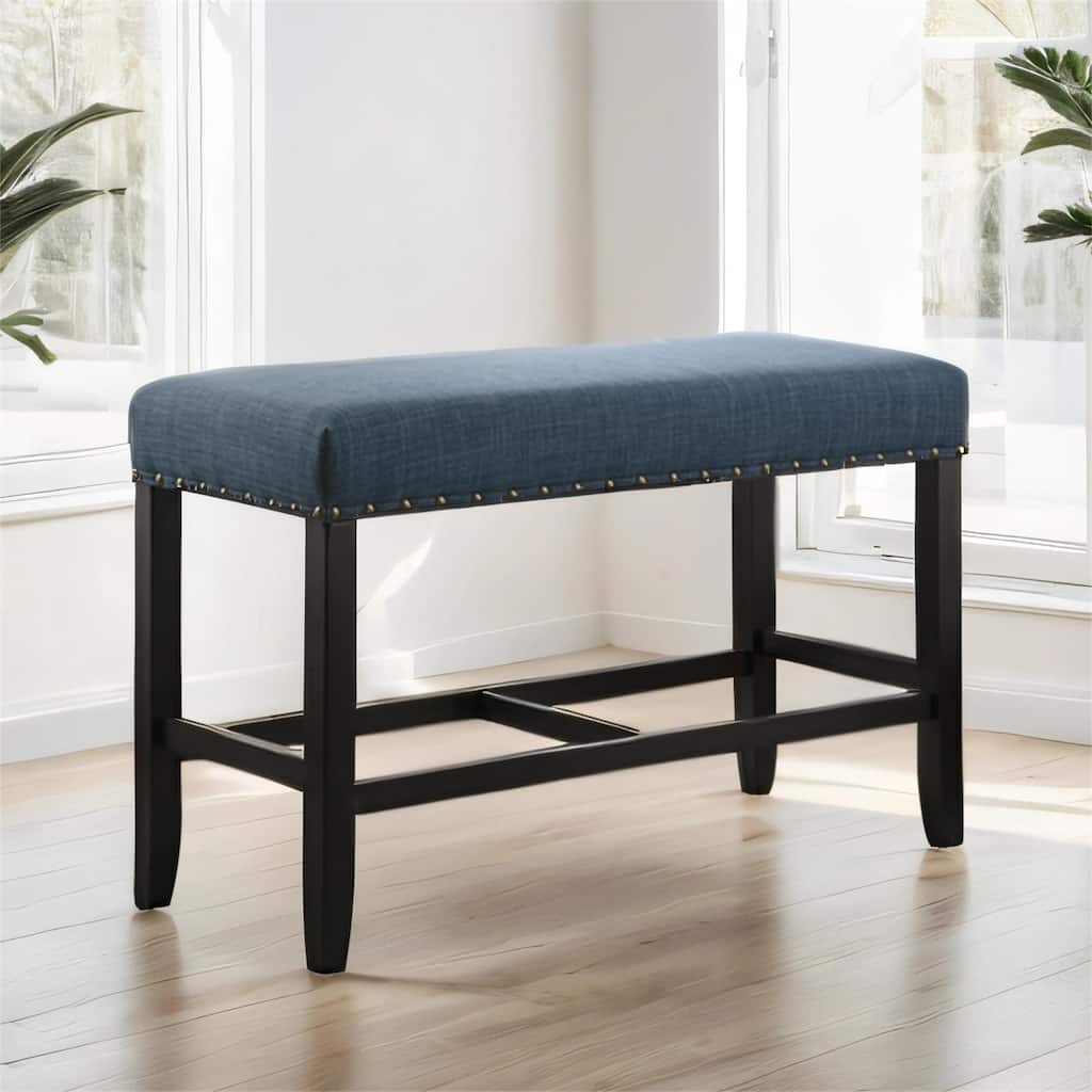 Fabric Counter Height Dining Bench with Nailhead Trim