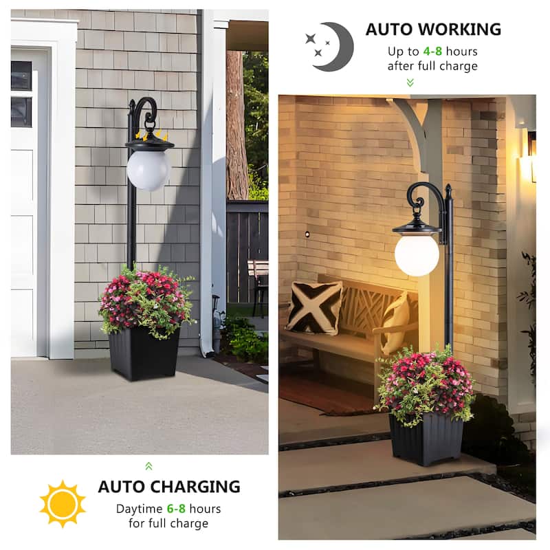 C Cattleya Integrated LED Solar Outdoor Post Light with Planter