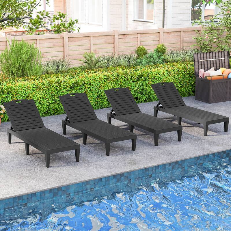 Costway Chaise Lounge Chairs Set of 2 with 5-Position Adjustable - See Details