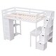 preview thumbnail 16 of 55, Twin size Loft Bed with Storage Drawers ,Desk and Stairs, Wooden Loft Bed with Shelves, No box spring required- White