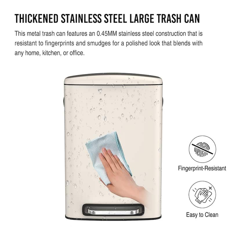 13 Gallon 50L Foot Pedal Operated Soft Close Trash Can Bustbin