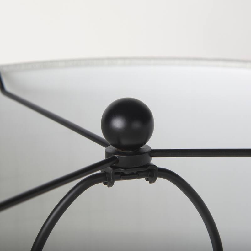 Sarah Arched Black Metal w/Marble Accent & White Shade Table Lamp
