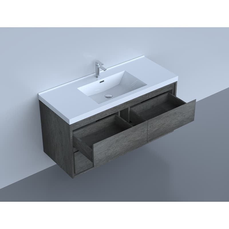Sage 60" wall mounted bathroom vanity with single basin acrylic top