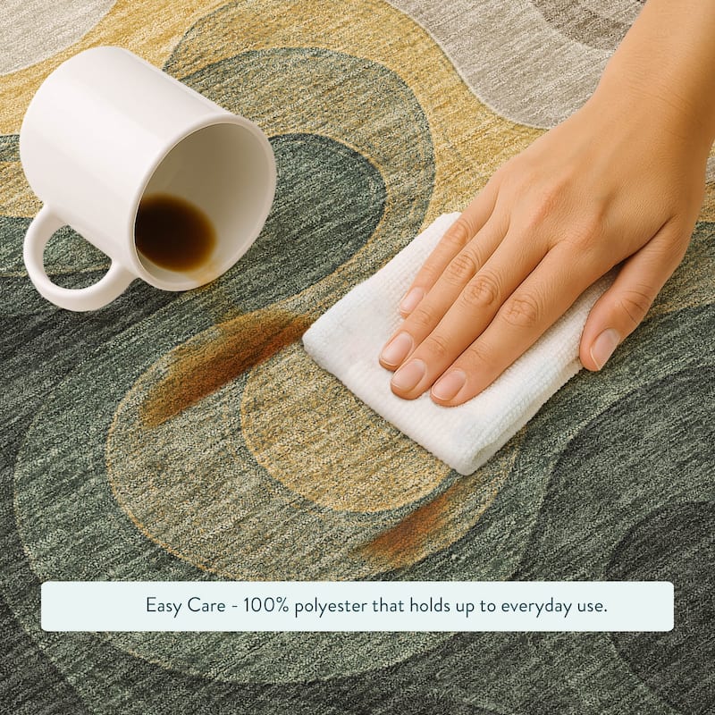 Machine Washable Indoor/ Outdoor Modern Dejuan Chantille Rug