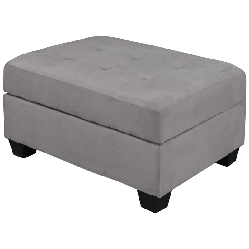 112-inch Modern L-shaped Sectional Sofa with Reversible Chaise, Storage Ottoman and Two Cup Holders - 112"W x 80"D x 33.7"H