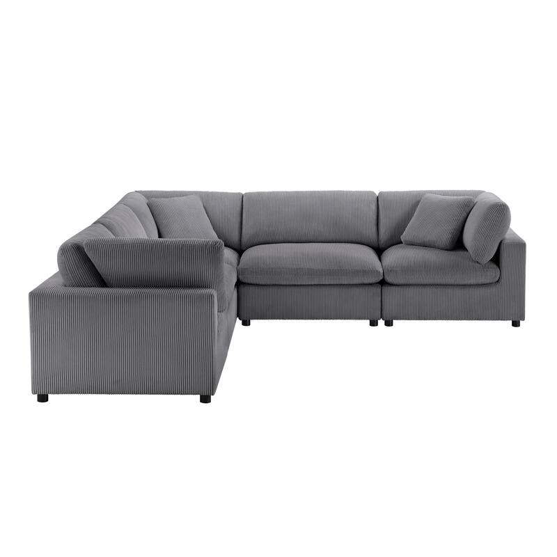 Cambrai Modular 5-Piece Sectional by Greyson Living - Charcoal Corduroy