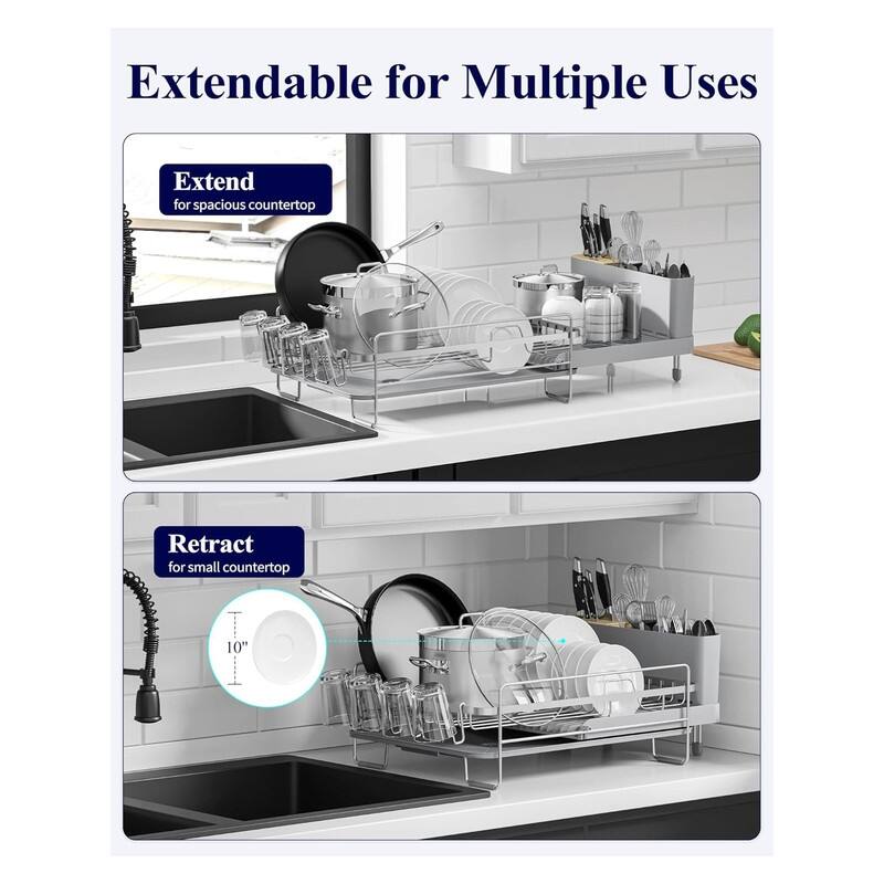 Large Dish Drying Rack - Extendable Dish Rack
