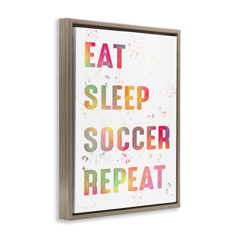 Stupell Pastel Soccer Motivation Framed Floater Canvas Wall Art Design By Marcus Prime