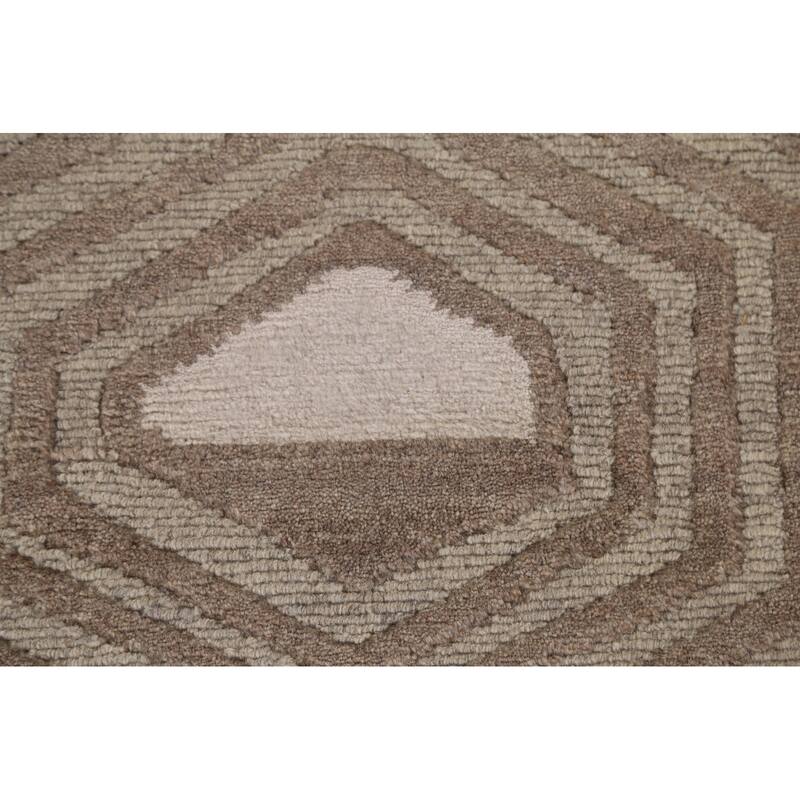 All-Over Geometric Modern Area Rug Handmade Wool Carpet - 8'1"x 9'10"
