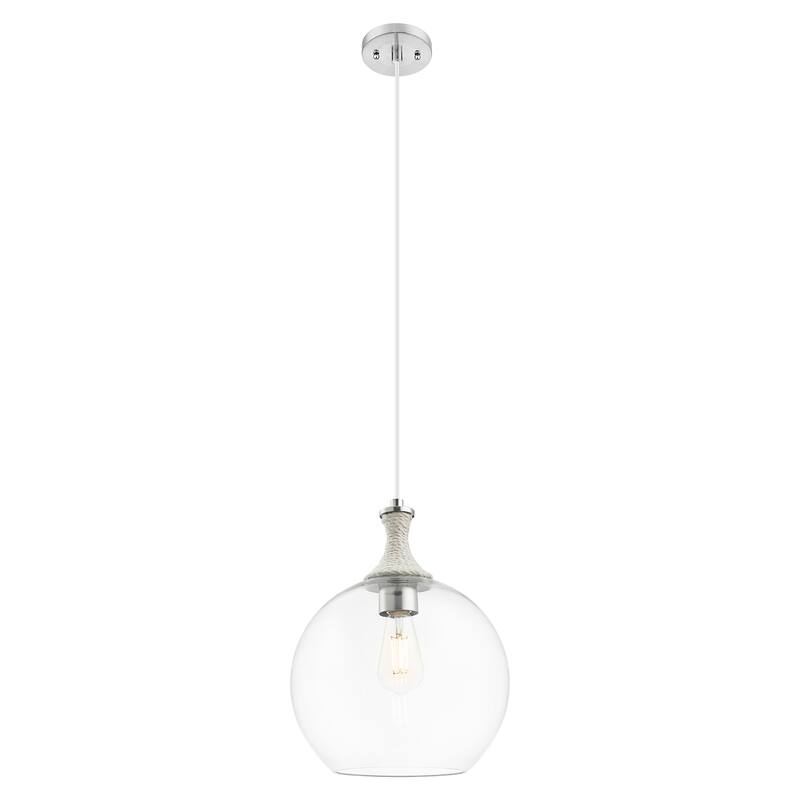 Innovations Lighting Downtown Urban - Astor - 1 Light 12" Rope Detailed Cord Hung Mini Pendant - Clear Shade/Satin Nickel