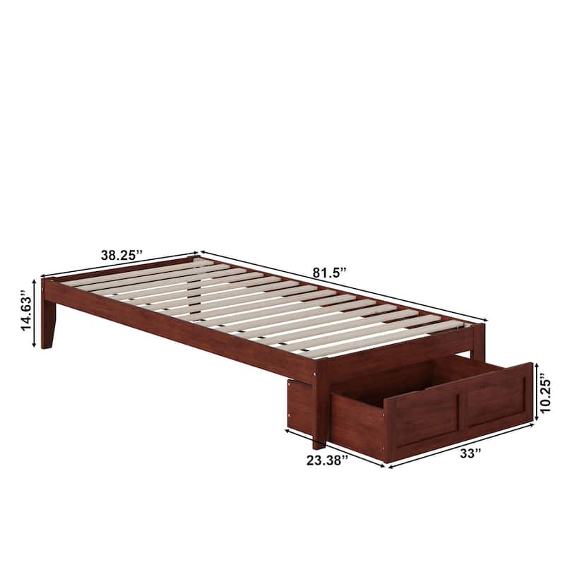 AFI Colorado Platform Bed with Foot Drawer and Charging Station