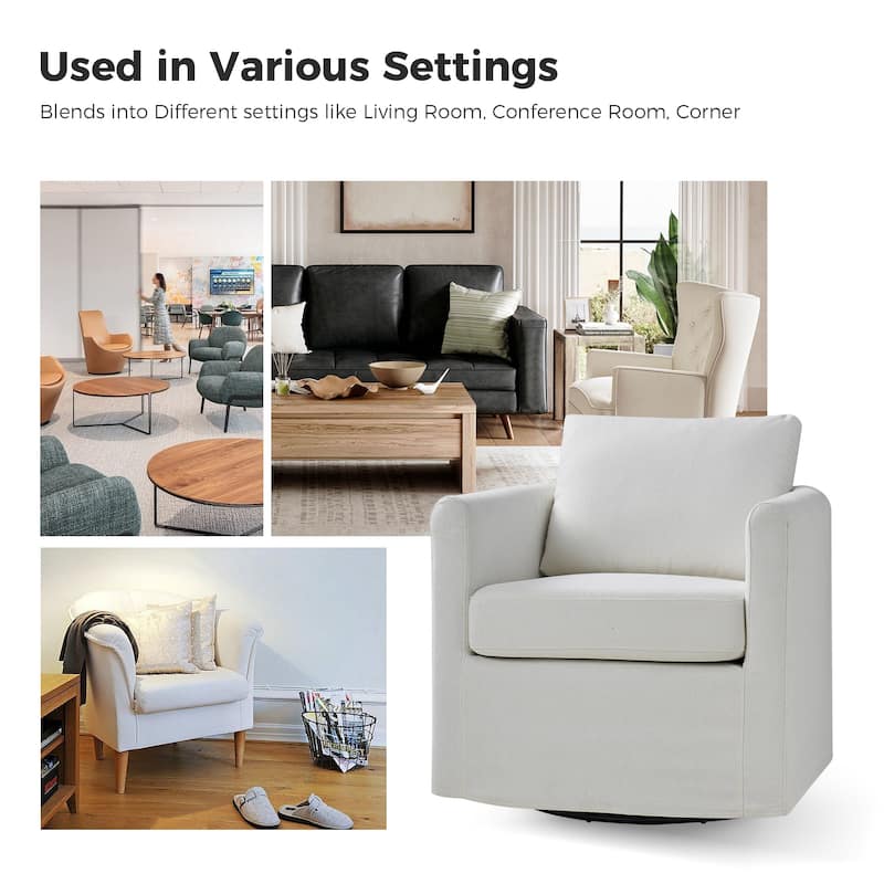 Erkenbald Modern 360-Degree Swivel Chair with Removable Slipcover by HULALA HOME