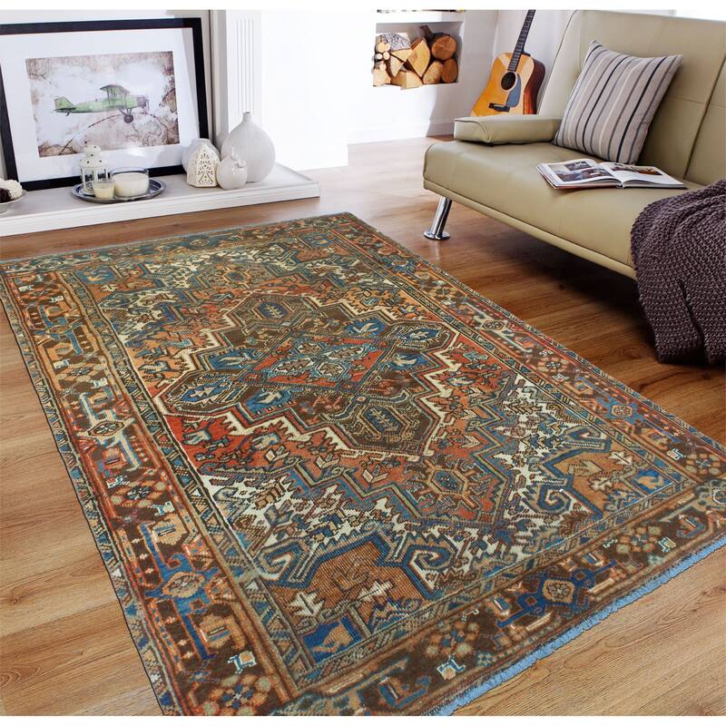 Fine Vintage Distressed Meyramgu Rust/Brown Rug - 5'3" x 7'7"