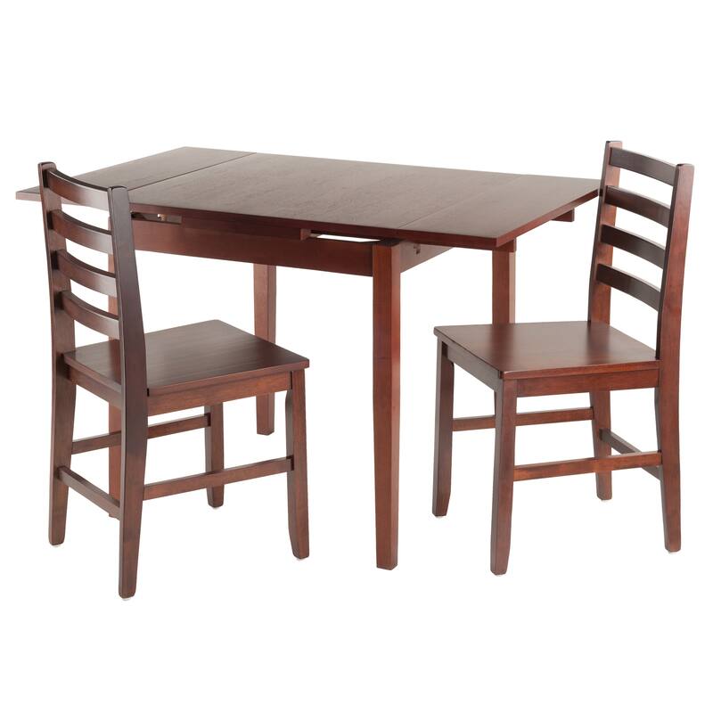 3-Pc Dining Table with Ladder-back Chairs, Walnut