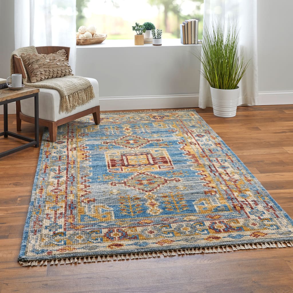 Grand Bazaar Foxboro Hand Knotted Geometric Traditional Area Rug