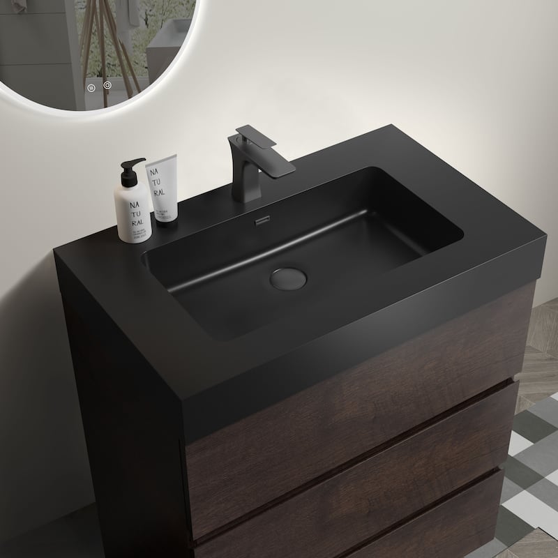Modern Freestanding Bathroom Vanity with Sink Basin without Drain and Faucet