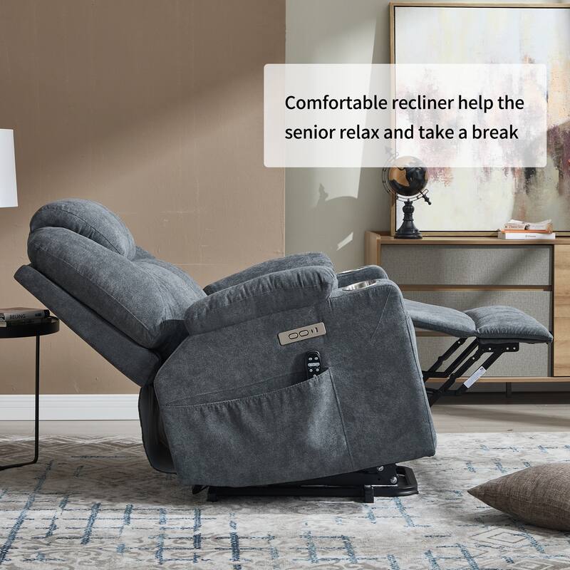 Roomfitters Power Lift Recliner Chair with Heat Massage 350lbs Heavy Duty Electric Sofa USB C Ports Cup Holders
