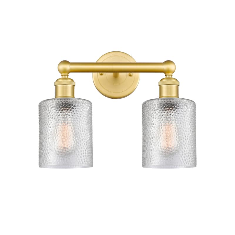 Innovations Lighting 616-2W-12-14 Cobbleskill Vanity Cobbleskill 2 - Satin Gold / Clear