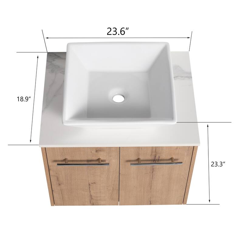 BNK 24"/30" Single Sink Bathroom Vanity with Soft Close Door, Modern Floating Vanity