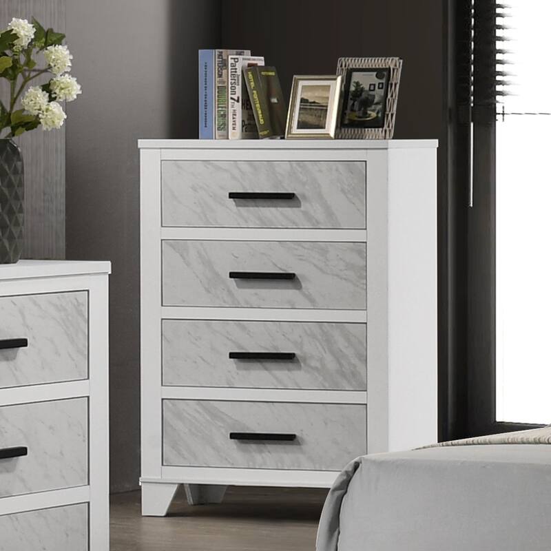 Furniture of America Loris Modern White Wood 4-Drawer Chest - White