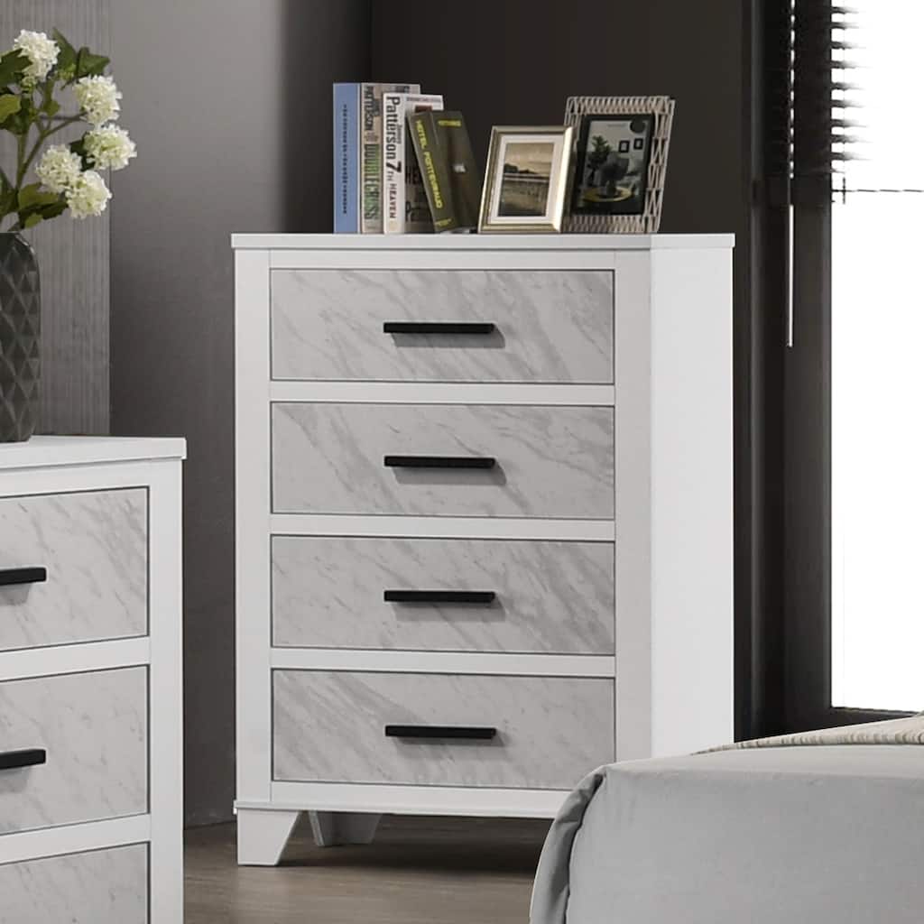 Furniture of America Loris Modern White Wood 4-Drawer Chest
