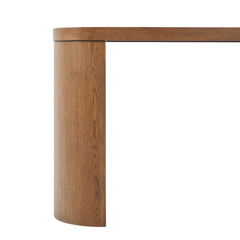Walker Edison Modern Solid Oak Wood Veneer Console Table