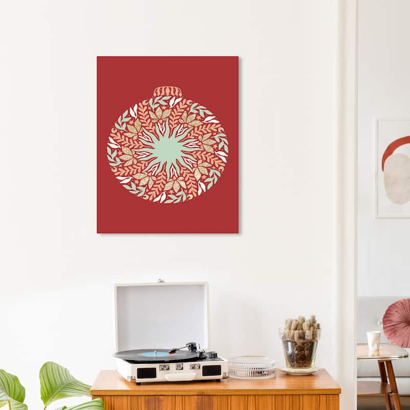 Wynwood Studio Canvas Holiday and Seasonal Pastel Spearmint Starsun Red Modern & Contemporary Wall Art Canvas Print - 20 x 24
