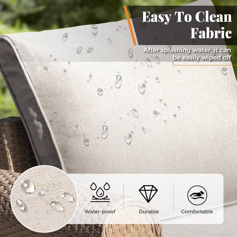 MAISON ARTS Luxury Wicker Patio Conversation Sofa Set with Curved Armrests with Cushions