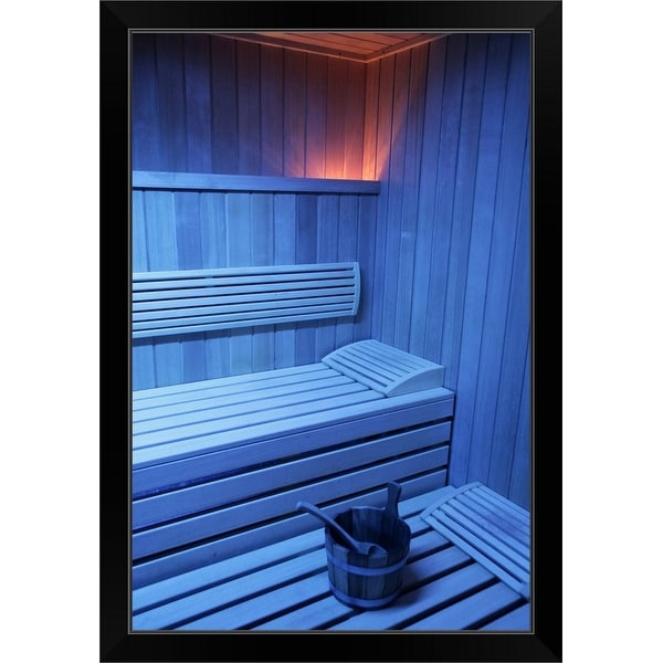 "A sauna in blue light, Sweden" Black Framed Print
