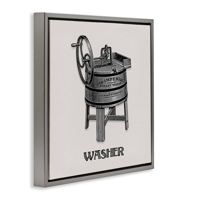 Stupell Antique Rotary Washer Framed Floater Canvas Wall Art Design By Val Rhodes