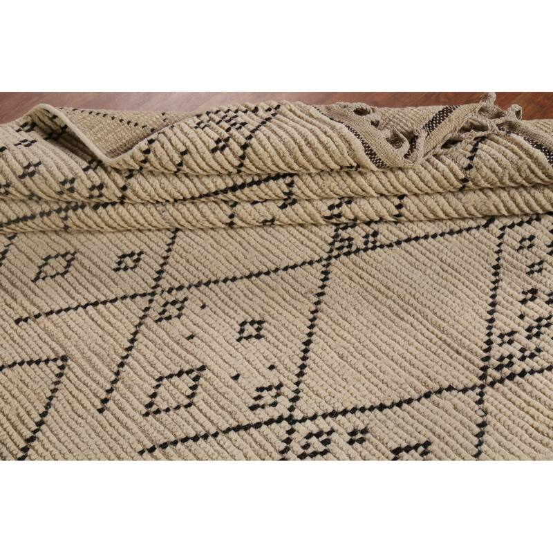 Trellis Moroccan Area Rug Hand-Knotted Geometric Wool Carpet - 6'0"x 9'8"