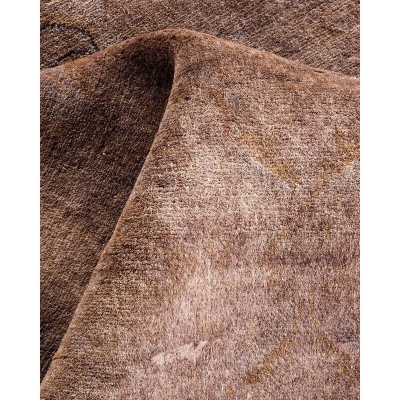 Overton Hand Knotted Wool Vintage Inspired Modern Contemporary Overdyed Brown Area Rug - 3' 2" x 5' 4"