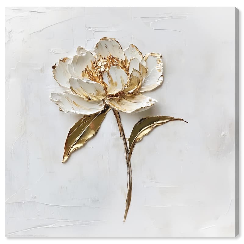 Simple Golden Peonie Canvas by Art Remedy, Gallery Wrapped - 20" x 20"