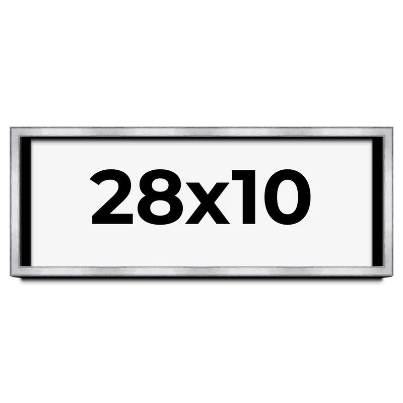 28x10 Shadow Box Frame Silver | 1.375 Inches Deep Real Wood