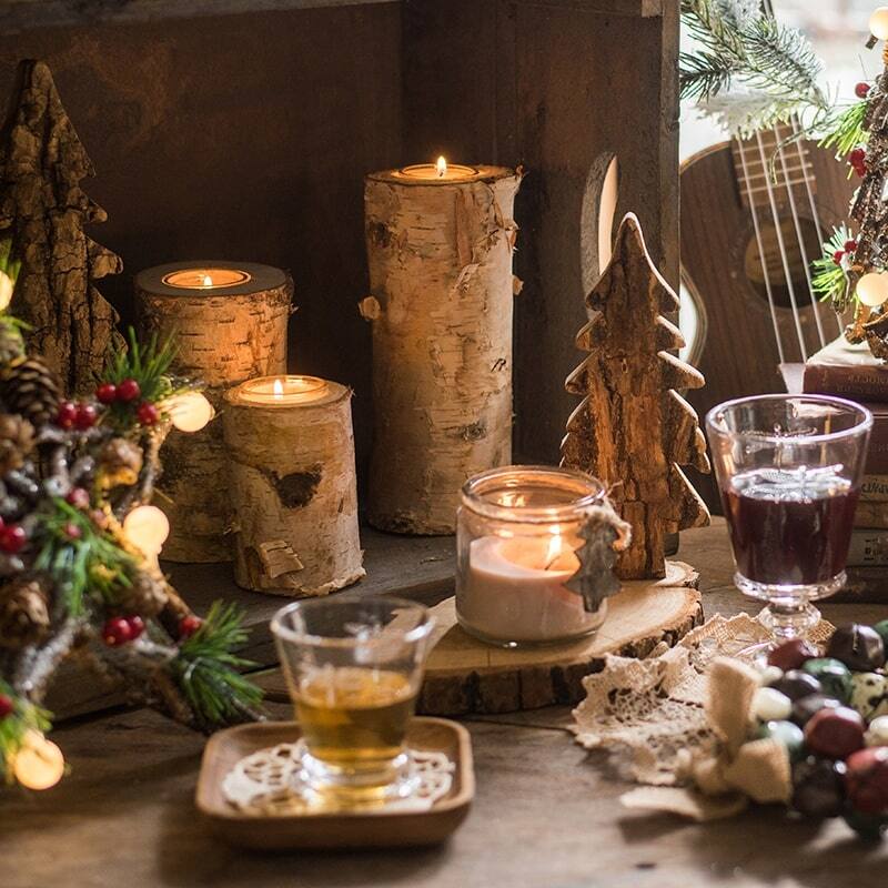 RusticReach Birch Wood Candle Holder Tea Light Holder in Various Sizes