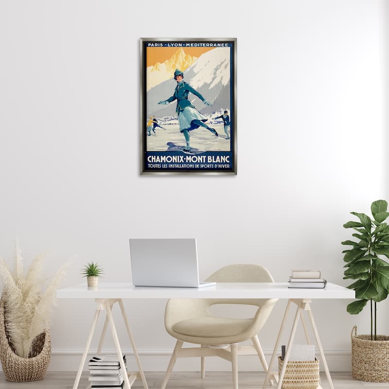 Stupell Vintage Ice Skating Advertisement Framed Floater Canvas Wall Art Design By Marcus Jules