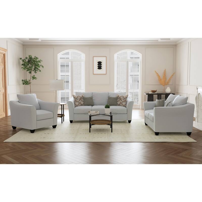 Salizar Upholstered Flared Arm Sofa Set - Grey Mist - 3 Piece