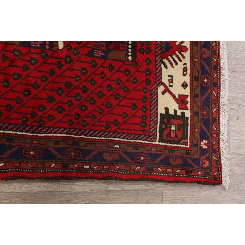 Geometric Tribal Hamedan Persian Area Rug Wool Handmade Foyer Carpet - 3'2" x 4'10"