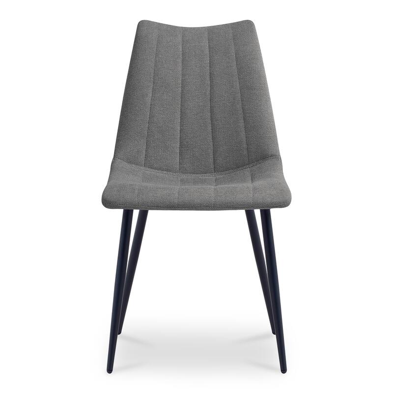 NADAAL STUDIOS Florian Dining Chair, Performance Fabric Upholstery, Vertical Stitching, Dark Grey - Set of 2