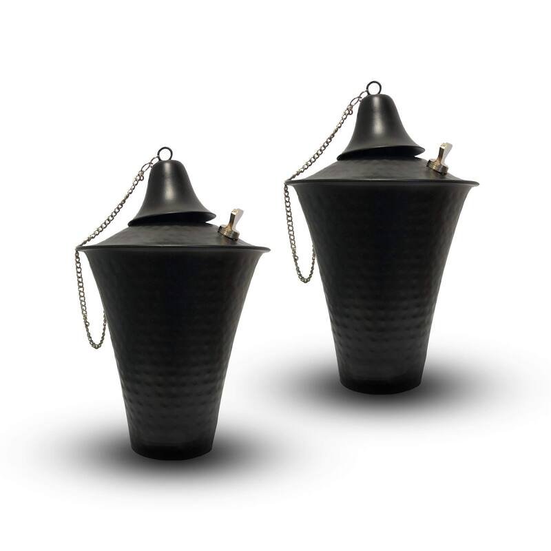 Kona Style Tabletop Tiki Torch - Hammered Black - 2 Pack