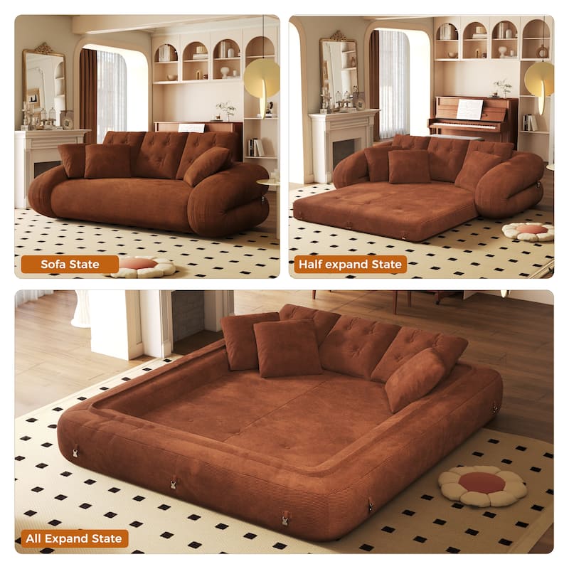 Foldable Corduroy Sleeper Sofa Bed