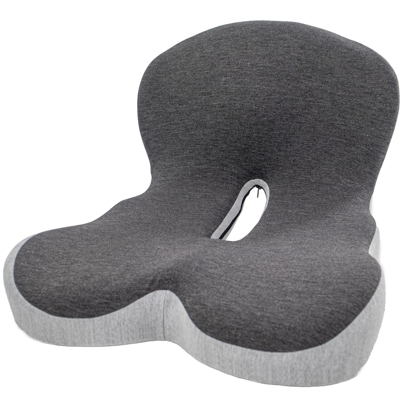 Ergonomic Memory Foam Seat Cushion with Lumbar and Back Support – Coccyx and Tailbone Pain Relief - black