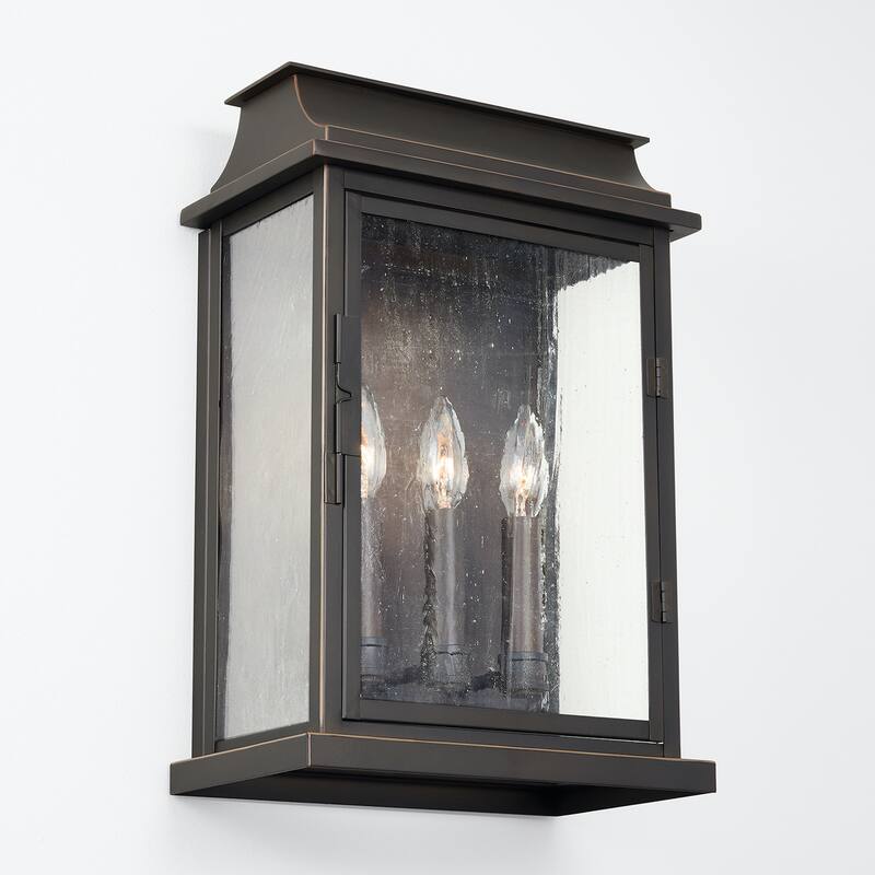Bolton Oiled Bronze Outdoor Wall Lantern w/ Antiqued Glass